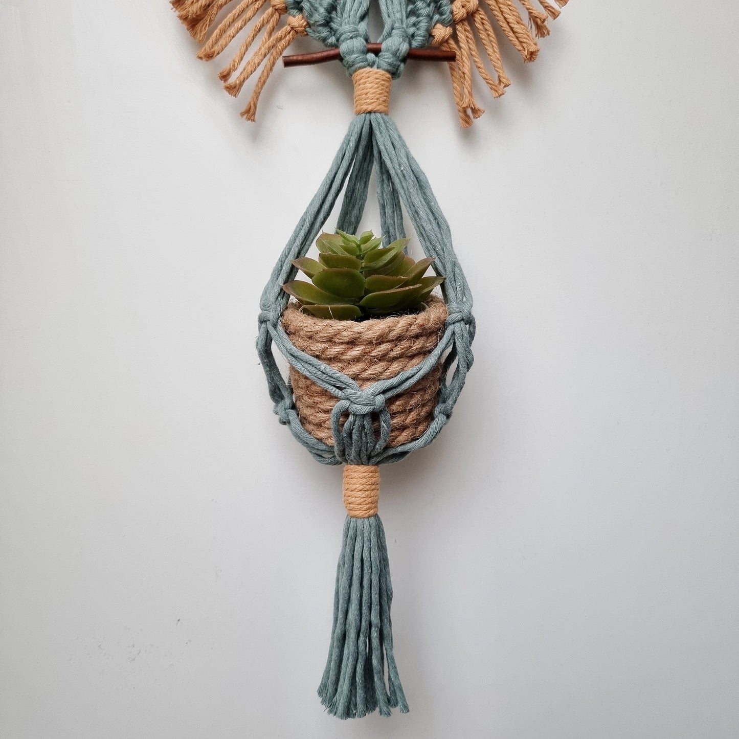 Civetta Porta Piante in Macramé - Color Alloro e Biscotto